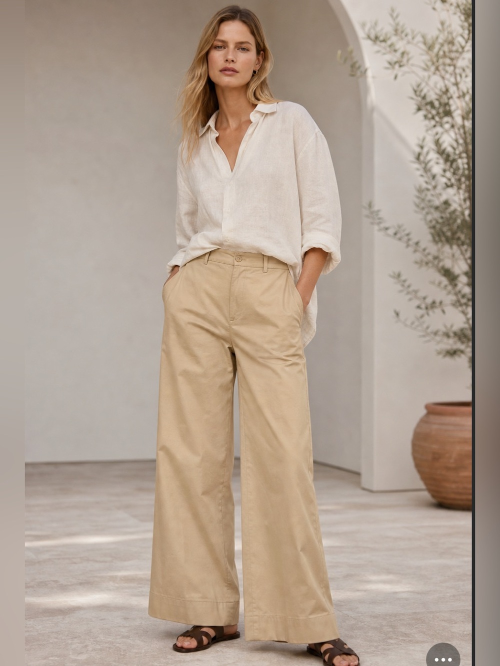 Lauren Ralph Lauren Black Label Cotton Camel Brown Wide Leg Pants Womens Size 8